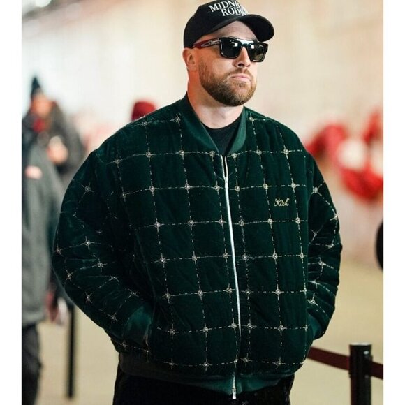 Kith Beaded Velvet Clay Bomber Jacket Stadium Green Size S - Picture 2 of 10